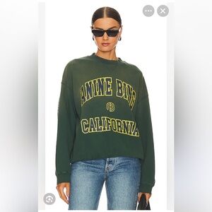 ANINE BING Jaci California Sweatshirt College Pullover Washed Faded Green L